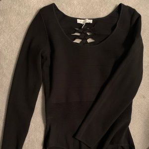 SANDRO Black Rib Knit Bodysuit